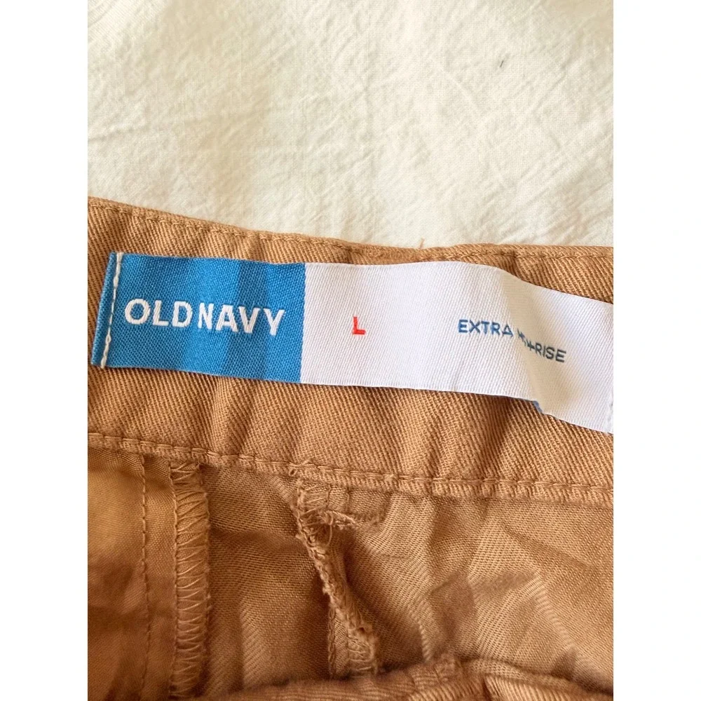 Old Navy Womens Extra‎ High Rise Pleated Shorts Camel Brown Size L Large
